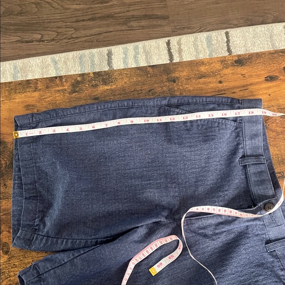 Marc Anthony Navy Blue flat front textured casual shorts - Picture 5 of 7